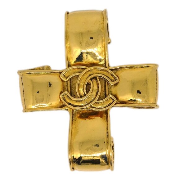 Chanel Cross Brooch Pin Gold 94P 134560 - Picture 1 of 4